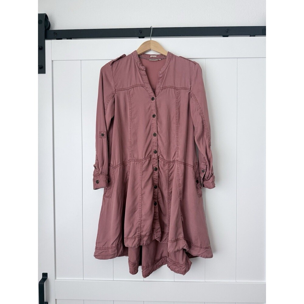 Anthropologie Holding Horses Mariona Lyocell Shirt Dress 6 Mauve Utility Hi-Lo - Picture 16 of 16